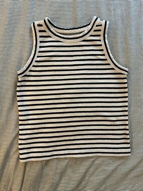 LOFT Black & White Striped Womens Tank Top